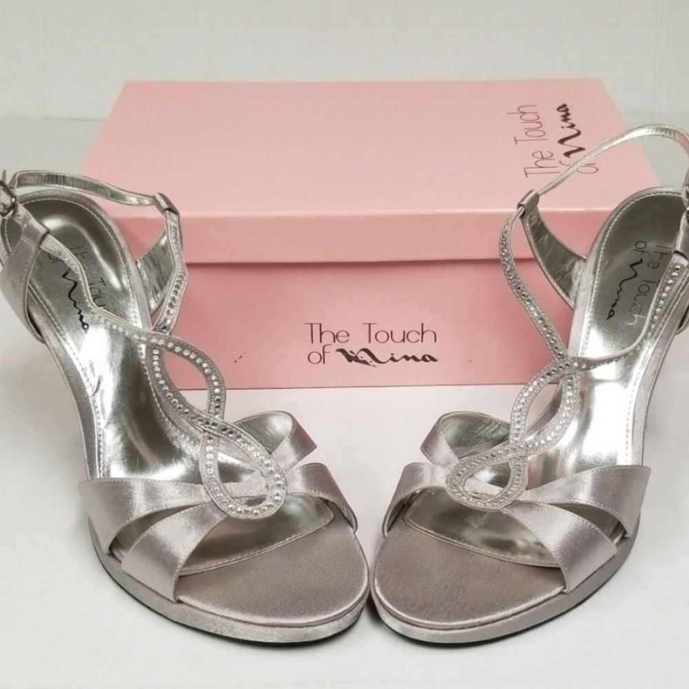 Nina Women's Metallic Silver Heels - Picture 1 of 7